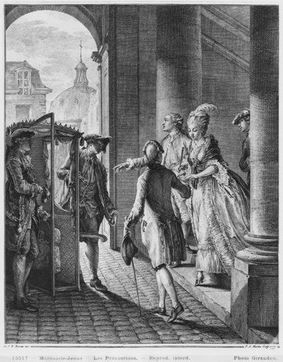 Die Vorsichtsmaßnahmen, graviert von Pietro Antonio Martini (1739-97) 1777 von Jean Michel the Younger Moreau